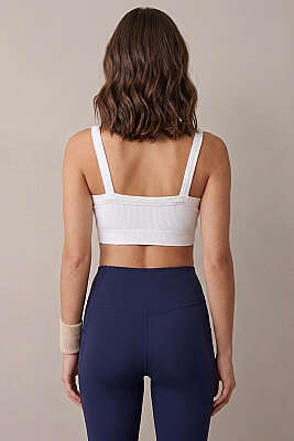 Dikişsiz Kalın Askılı Büstiyer Beyaz - Sporcu Sütyeni 