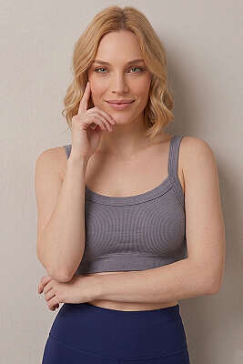 Dikişsiz Kalın Askılı Büstiyer Gri 