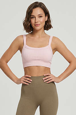 Dikişsiz Kalın Askılı Büstiyer Pudra 