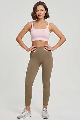 Dikişsiz Kalın Askılı Büstiyer Pudra - Sporcu Sütyeni 