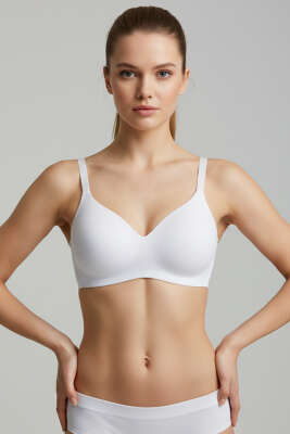 Dikişsiz Lazer Kesim Desteksiz Kadın Sütyen Beyaz - ECEM YILDIZ