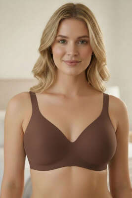 Dikişsiz Lazer Kesim Desteksiz Kadın Sütyen Kahve 