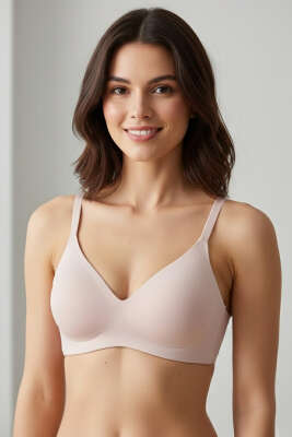 Dikişsiz Lazer Kesim Desteksiz Kadın Sütyen Pudra 