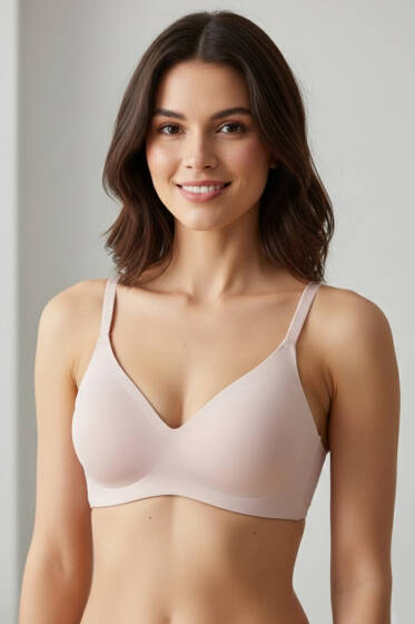 Dikişsiz Lazer Kesim Desteksiz Kadın Sütyen Pudra - Yılın Fırsatı