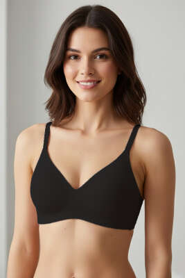 Dikişsiz Lazer Kesim Desteksiz Kadın Sütyen Siyah 