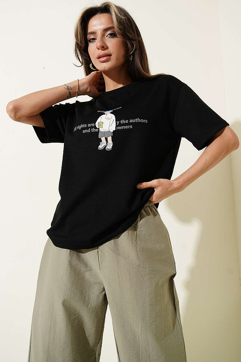 Disclaimer Baskılı T-shirt Siyah
