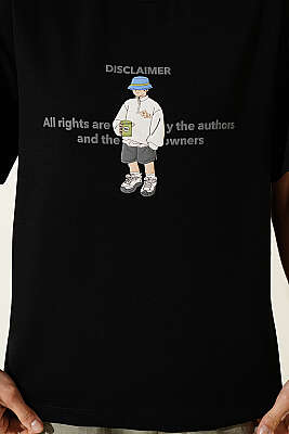 Disclaimer Baskılı T-shirt Siyah - Yılın Fırsatı