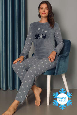 Doğalgaz Faturası Düşüren Pijama Takımı İndigo - Thumbnail