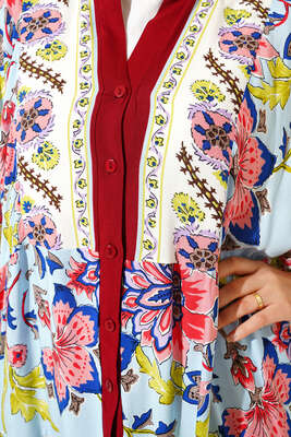 Dokuma Kloş Elbise Bordo - Tesettür Elbise