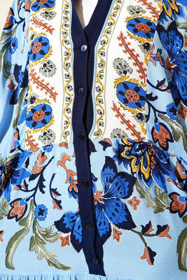 Dokuma Kloş Elbise Lacivert - Tesettür Elbise