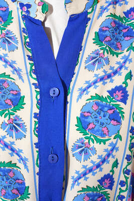 Dokuma Kloş Elbise Saks - Tesettür Elbise