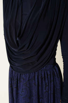 Dökümlü Yaka Desenli İkili Takım Lacivert - İkili Takım