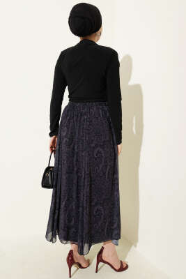 Dökümlü Yaka Desenli İkili Takım Siyah - İkili Takım