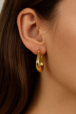 Dolgun Bombeli Halka Küpe Gold - KONYALI BİJUTERİ