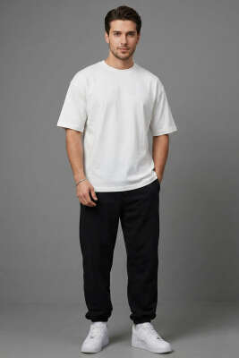 Don't Look Back Baskılı Oversize Erkek T-shirt Ekru - Yılın Fırsatı