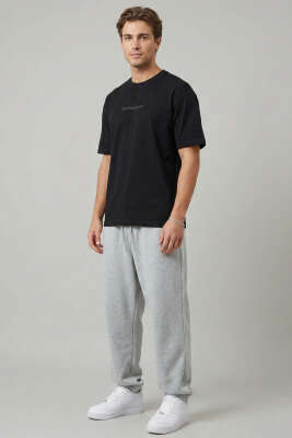 Don't Look Back Baskılı Oversize Erkek T-shirt Siyah - Erkek T-shirt