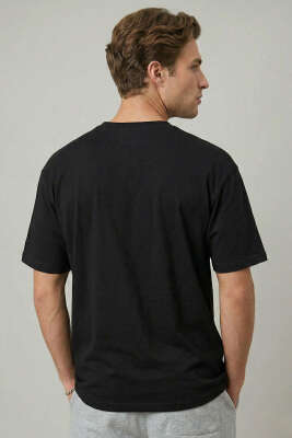 Don't Look Back Baskılı Oversize Erkek T-shirt Siyah - Erkek T-shirt