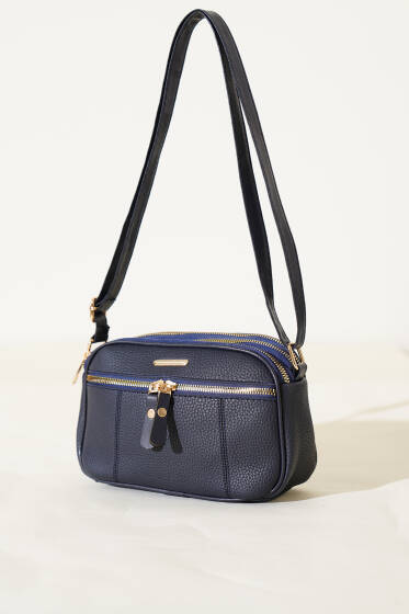 Dört Bölmeli Fermuarlı Çanta Lacivert - Kol Çantası
