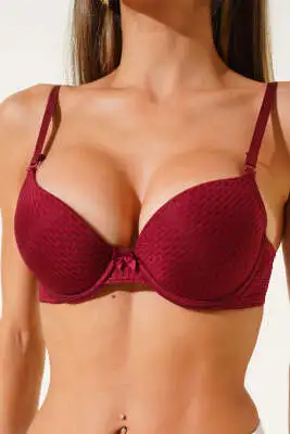 Double Destekli Sütyen Bordo - Destekli / Push Up Sütyen