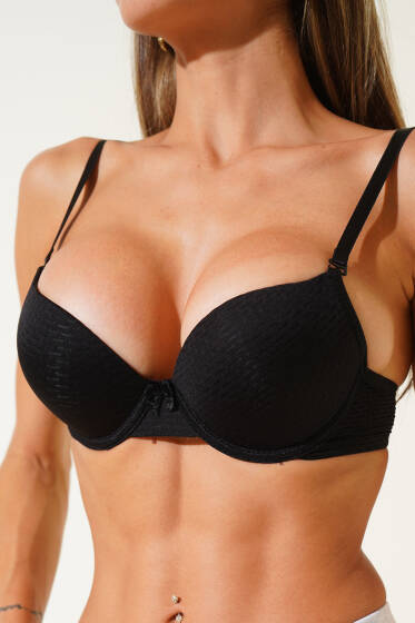 Double Destekli Sütyen Siyah - Destekli / Push Up Sütyen