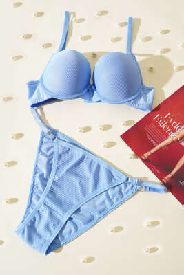 Double Push Up Fitilli Sütyen Takım Bebe Mavi - Yılın Fırsatı