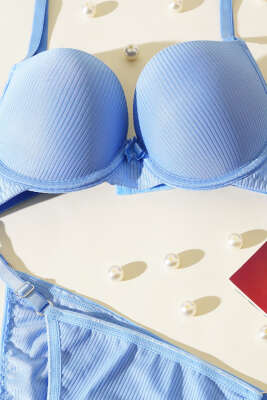 Double Push Up Fitilli Sütyen Takım Bebe Mavi - Yılın Fırsatı
