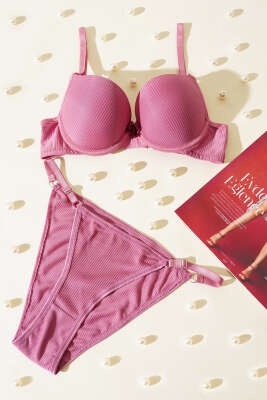 Double Push Up Fitilli Sütyen Takım Gül Kurusu - Yılın Fırsatı