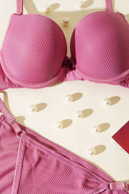 Double Push Up Fitilli Sütyen Takım Gül Kurusu - Yılın Fırsatı