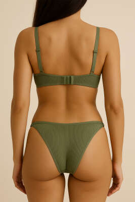 Double Push Up Fitilli Sütyen Takım Haki - Yılın Fırsatı