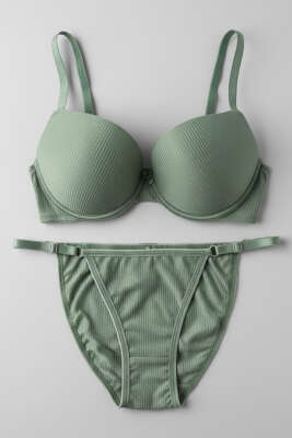 Double Push Up Fitilli Sütyen Takım Haki - Yılın Fırsatı