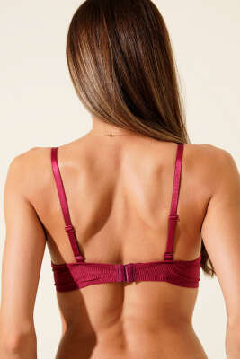 Double Push Up Fitilli Sütyen Vişne - Destekli / Push Up Sütyen