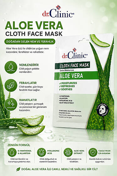 Dr. Clinic Kağıt Maske Aloe Vera - Yüz Bakımı