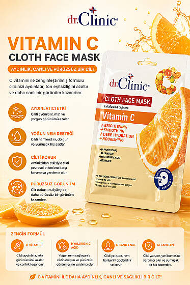 Dr. Clinic Kağıt Maske Vitamin C - Yüz Bakımı