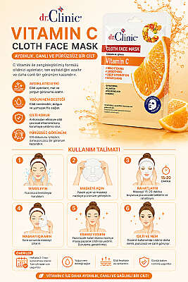 Dr. Clinic Kağıt Maske Vitamin C - Yüz Bakımı