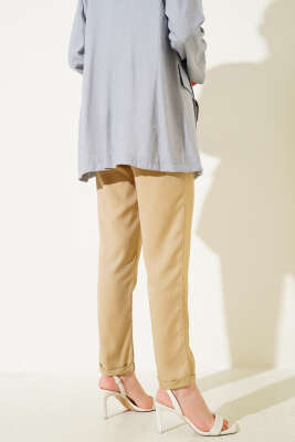 Duble Dar Paça Bel Lastikli Pantolon Camel - 300-500 TL Ürünler