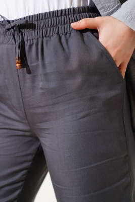 Duble Dar Paça Bel Lastikli Pantolon Füme - 300-500 TL Ürünler