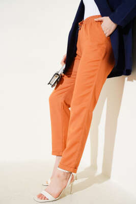 Duble Dar Paça Bel Lastikli Pantolon Oranj - 300-500 TL Ürünler