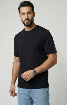 Duble Kol Basic Erkek T-shirt Siyah - Erkek Siyah Tişört