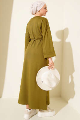 Duble Kol İp Bağcıklı Elbise Çağla Yeşili - Elbise