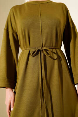 Duble Kol İp Bağcıklı Elbise Çağla Yeşili - Elbise