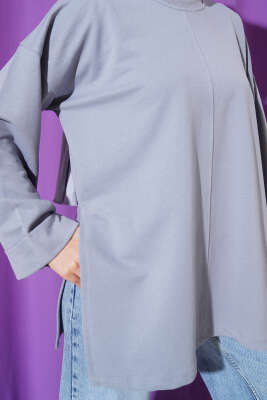 Duble Kol İp Bağcıklı Tunik Kayrak Grisi - Bayram Kombinleri