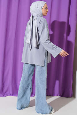 Duble Kol İp Bağcıklı Tunik Kayrak Grisi - Bayram Kombinleri
