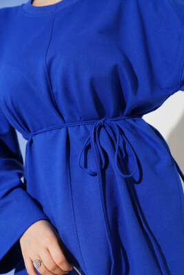 Duble Kol İp Bağcıklı Tunik Saks - Bayram Kombinleri