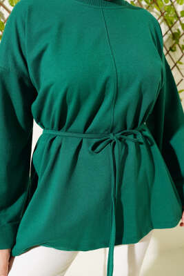 Duble Kol İp Bağcıklı Tunik Zümrüt - Bayram Kombinleri
