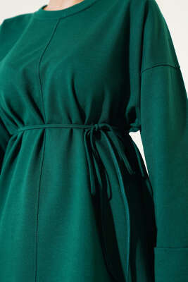 Duble Kol İp Bağcıklı Tunik Zümrüt - Tunik