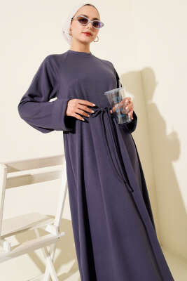 Duble Kol İp Kuşaklı Loyşa Elbise İndigo - Elbise