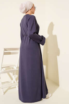 Duble Kol İp Kuşaklı Loyşa Elbise İndigo - Elbise