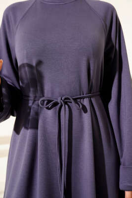 Duble Kol İp Kuşaklı Loyşa Elbise İndigo - Elbise