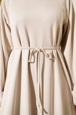 Duble Kol İp Kuşaklı Loyşa Elbise Taş - Elbise