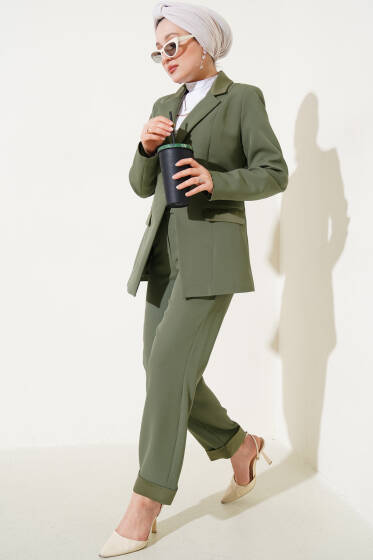 Duble Paça Ceketli İkili Takım Haki - İkili Takım